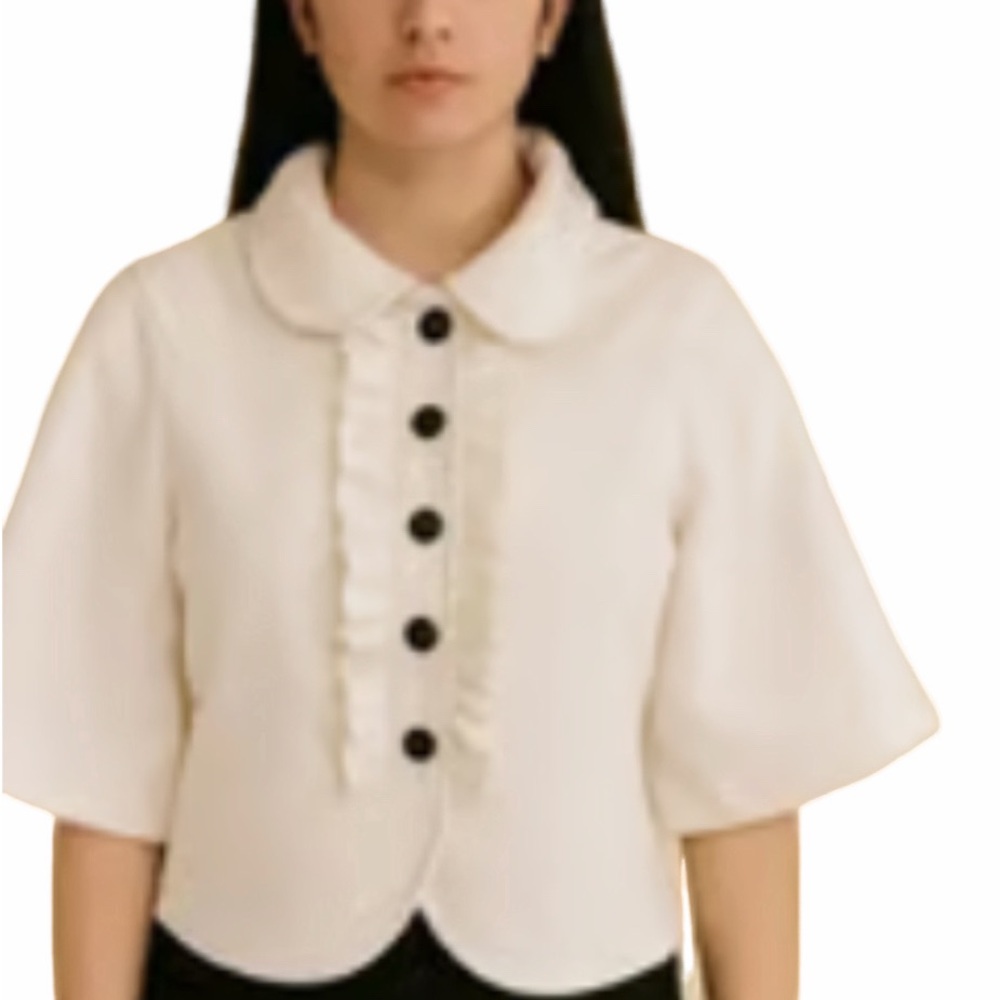 Elegant Juniors White Button-Up Blazer XS